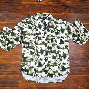 NOVAMEN Men's NWT Tie Dye Long Sleeve Button Up Shirt Front Pockets Size Large